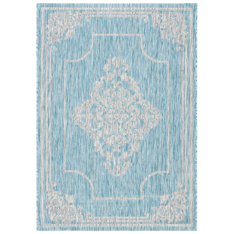 Pemberly Row 8' x 11' Area Rug in Aqua and Gray for Living or Dining Room