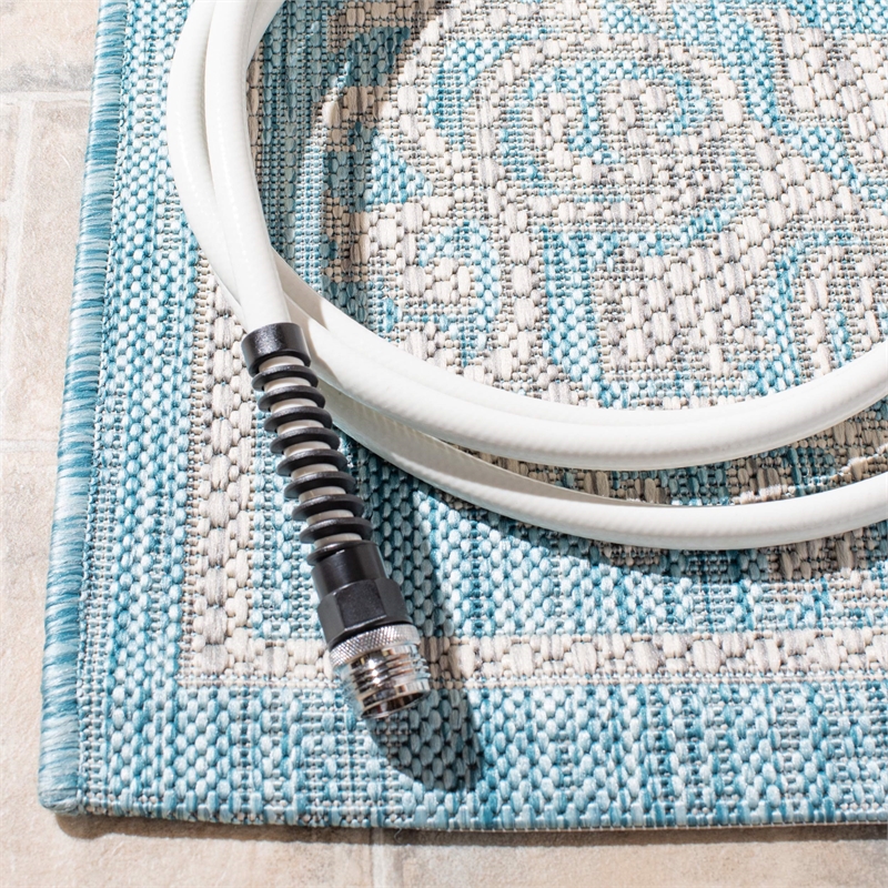 Pemberly Row 8' x 11' Area Rug in Aqua and Gray for Living or Dining Room