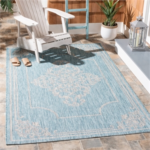 Pemberly Row 9' x 12' Area Rug in Aqua and Gray for Large Living Spaces