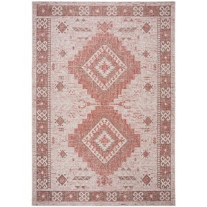 Pemberly Row 8' x 11' Area Rug in Beige and Red for Living or Dining Room