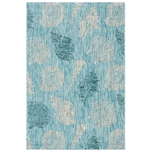 Pemberly Row 4' x 5'7&quot Area Rug in Aqua and Cream for Living Room
