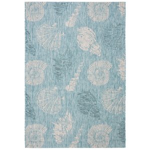 Pemberly Row 9' x 12' Area Rug in Aqua and Cream for Large Living Spaces