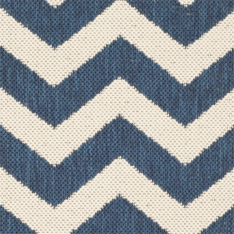 Pemberly Row Polypropylene Runner Rug in Navy and Beige for Hallway or Patio