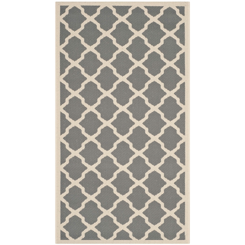 Pemberly Row Polypropylene Runner Rug in Anthracite and Beige for Hallways