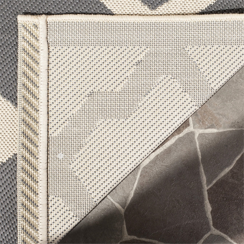 Pemberly Row Polypropylene Runner Rug in Anthracite and Beige for Hallways