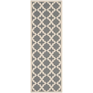 Pemberly Row Polypropylene Runner Rug in Anthracite and Beige for Any Space