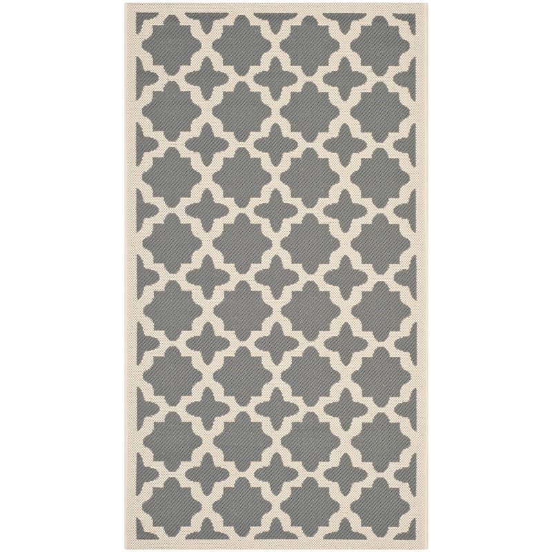 Pemberly Row Polypropylene Runner Rug in Anthracite and Beige for Hallway