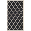 Pemberly Row Polypropylene Runner Rug in Black and Beige for Indoor or Outdoor