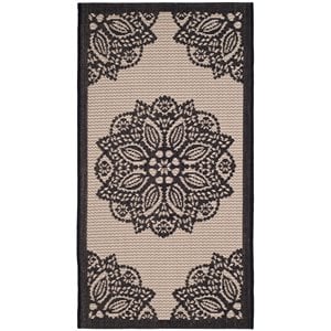 Pemberly Row 6'7&quot x 6'7&quot Round Area Rug in Beige and Black for Any Room