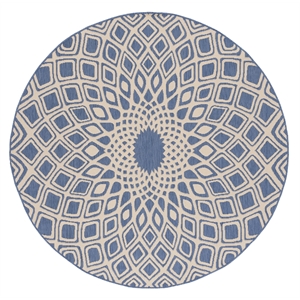 Pemberly Row 6'7&quot x 6'7&quot Round Area Rug in Blue and Beige for Any Room