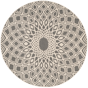 Pemberly Row 6'7&quot x 6'7&quot Round Area Rug in Anthracite and Beige