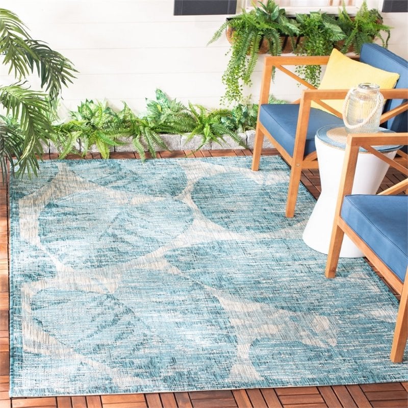 Pemberly Row 9' x 12' Area Rug in Gray and Aqua for Large Living Spaces