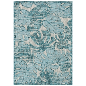 Pemberly Row 4' x 5'7&quot Area Rug in Gray and Aqua for Living Room or Office