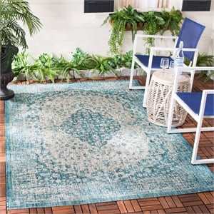 Pemberly Row 9' x 12' Area Rug in Teal and Cream for Large Living Spaces