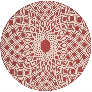 Pemberly Row 6'7&quot x 6'7&quot Round Area Rug in Red and Beige for Any Room