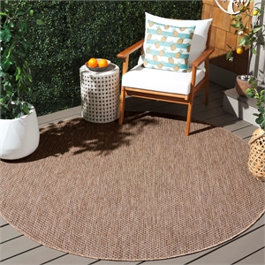 Pemberly Row 6'7&quot x 6'7&quot Round Area Rug in Natural and Black for Any Room