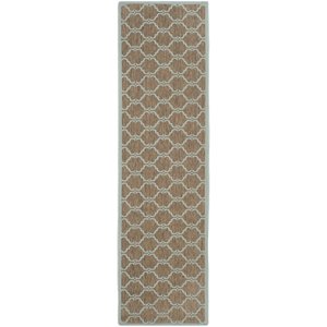 Pemberly Row 2'3&quot x 12' Runner Rug in Brown and Aqua for Long Hallways