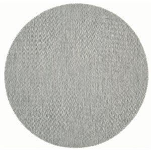 Pemberly Row 5'3&quot Round Area Rug in Gray and Navy for Living Room