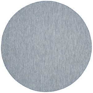 Pemberly Row 5'3&quot Round Area Rug in Navy and Gray for Living Room