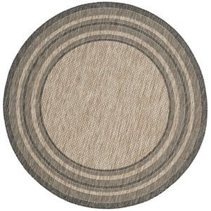 Pemberly Row 5'3&quot Round Area Rug in Natural and Black for Any Room