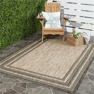 Pemberly Row 5'3&quot Square Area Rug in Natural and Black for Living Room