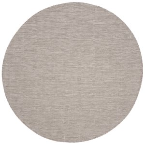 Pemberly Row 5'3&quot Round Area Rug in Beige for Living Room or Bedroom