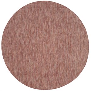 Pemberly Row 5'3&quot Round Area Rug in Red for Living Room or Sitting Area