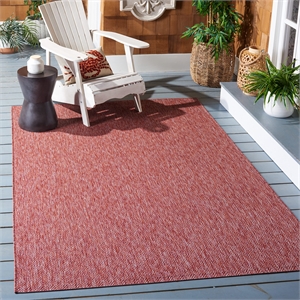 Pemberly Row 5'3&quot Square Area Rug in Red for Living Room or Dining Area