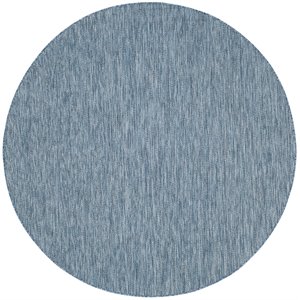 Pemberly Row 5'3&quot Round Area Rug in Navy for Living Room or Bedroom