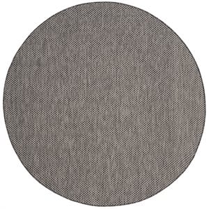 Pemberly Row 5'3&quot Round Decorative Area Rug in Black and Beige