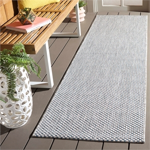 Pemberly Row Contemporary 2'3&quot x 10' Hallway Runner Rug in Gray and Navy