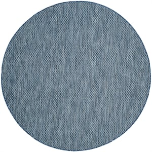 Pemberly Row 5'3&quot Round Decorative Area Rug in Navy and Gray