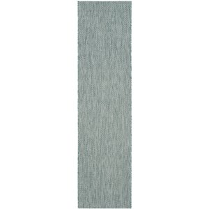 Pemberly Row Contemporary 2'3&quot x 10' Hallway Runner Rug in Aqua and Gray