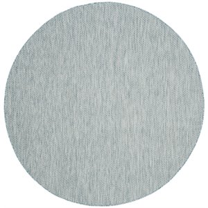 Pemberly Row 5'3&quot Round Decorative Area Rug in Aqua and Gray