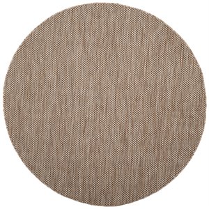 Pemberly Row 5'3&quot Round Decorative Area Rug in Natural and Black