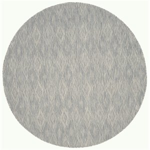 Pemberly Row 5'3&quot Round Decorative Area Rug in Gray and Blue