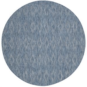 Pemberly Row Contemporary 5'3&quot Round Classic Decorative Area Rug in Navy