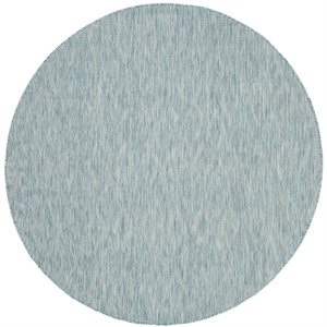 Pemberly Row Contemporary 5'3&quot Round Vibrant Decorative Area Rug in Aqua