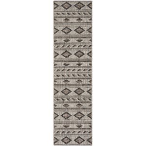 Pemberly Row 2'3&quot x 12' Long Hallway Runner Rug in Gray and Black