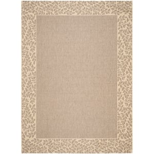 Pemberly Row Contemporary 9' x 12' Indoor Outdoor Area Rug in Brown