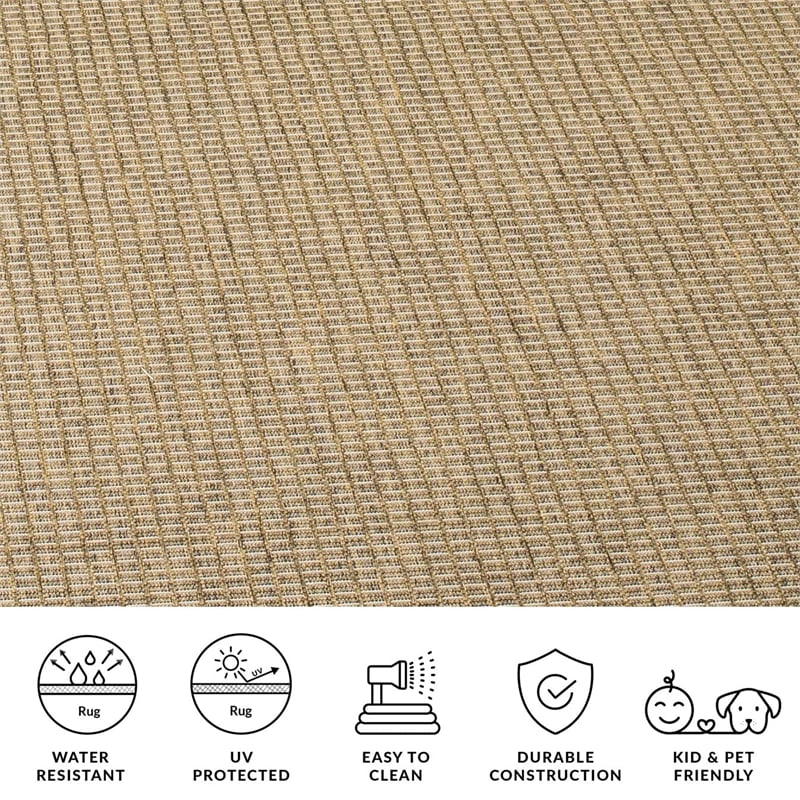 Pemberly Row Contemporary 9' x 12' Indoor Outdoor Area Rug in Brown
