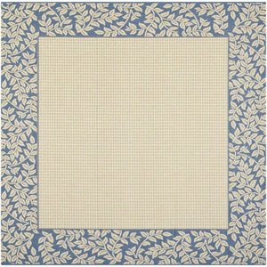 Pemberly Row Contemporary Square 6'7&quot Indoor Outdoor Area Rug in Natural