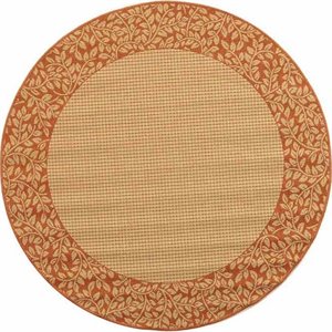 Pemberly Row Contemporary Round 7'10&quot Indoor Outdoor Area Rug in Natural