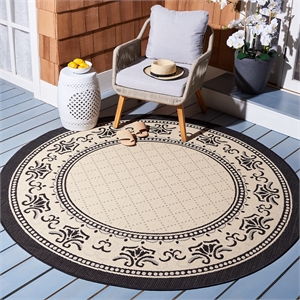 Pemberly Row Contemporary Round 7'10&quot Indoor Outdoor Area Rug in Sand