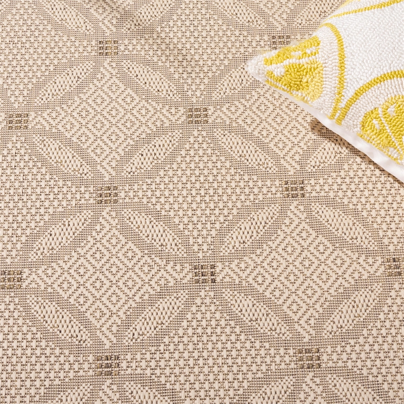 Pemberly Row Contemporary 9' x 12' Indoor Outdoor Area Rug in Natural