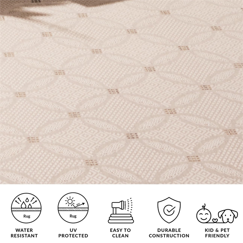 Pemberly Row Contemporary 9' x 12' Indoor Outdoor Area Rug in Natural