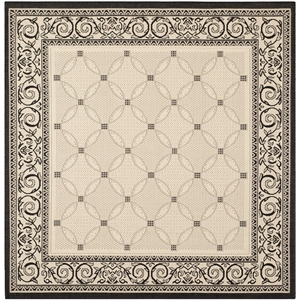 Pemberly Row Contemporary Square 7'10&quot Indoor Outdoor Area Rug in Sand