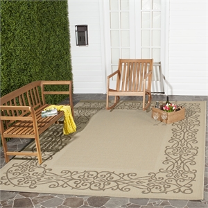 Pemberly Row Square 7'10&quot Indoor Outdoor Area Rug in Natural