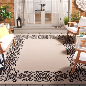 Pemberly Row Contemporary 9' x 12' Indoor Outdoor Area Rug in Sand