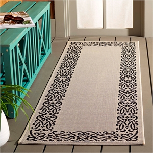 Pemberly Row Contemporary 2'4&quot x 12' Indoor Outdoor Runner Rug in Sand